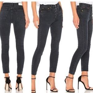RE/DONE Originals High-Rise Skinny Leg Ankle Jeans in Worn Black Women’s 26